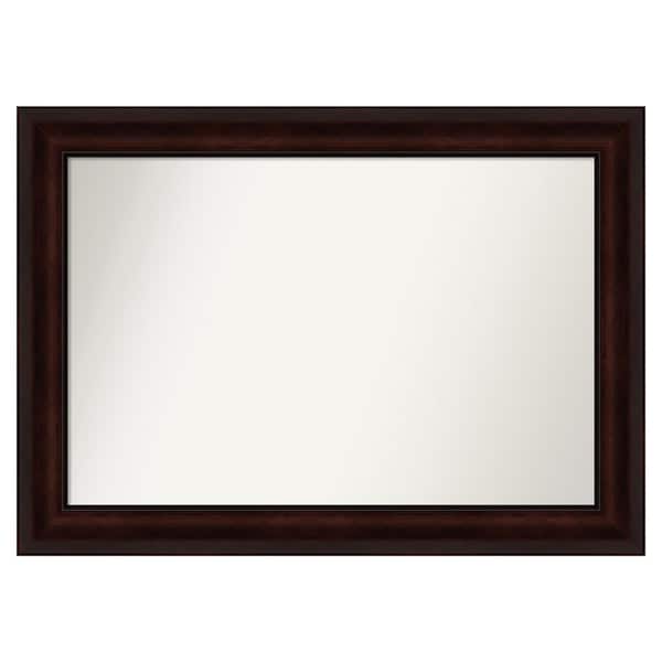 Amanti Art Coffee Bean Brown 35.25 in. x 25.25 in. Custom Non-Beveled Satin Recycled Polystyrene Framed Vanity Wall Mirror