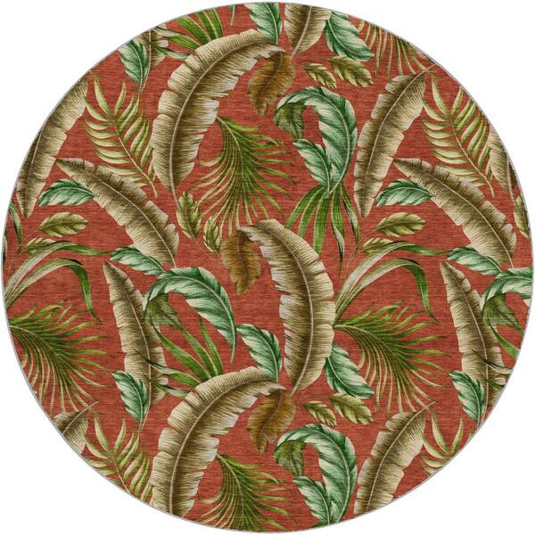 Dream Shag Premium Machine Washable Abstract ADS196 Spice 8 ft. x 8 ft. Round Rug