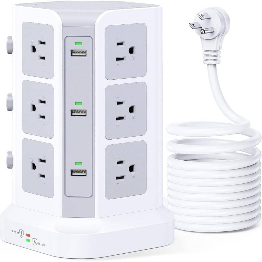 Power Strip Tower Surge Protector 12 AC Multiple Outlets & 6 USB Ports Heavy Duty Extension Cord 16.4 ft. in White price history on PriceWatchPro