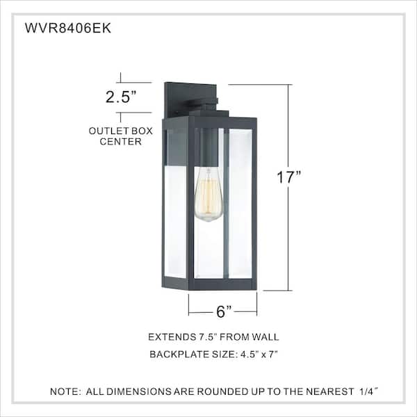 Quoizel Westover 1-Light Earth Black Outdoor Wall Lantern Sconce