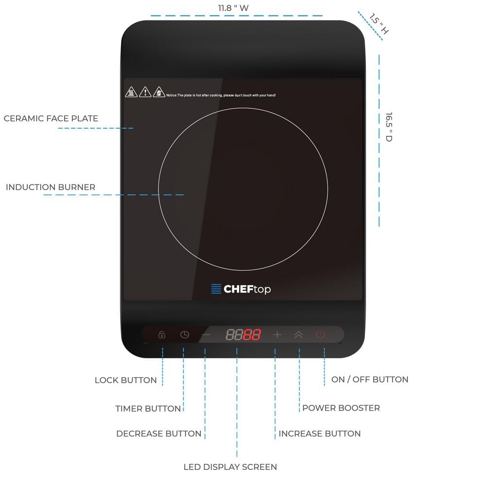 Cheftop Black Ceramic Single Burner Induction Cooktop