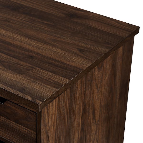 Welwick Designs HD8462 Rectangular 3-Drawer Writing Desk with Storage, Dark Walnut