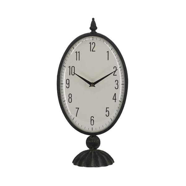 Vintage-Inspired Black oval Gear Decorative Table Clock with White