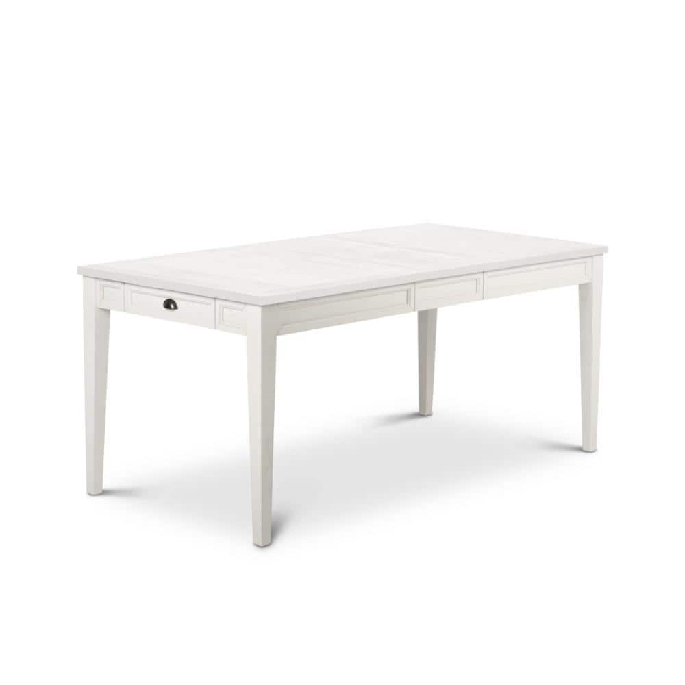 Cottage Charm Antique White Extendable Dining Table with Storage