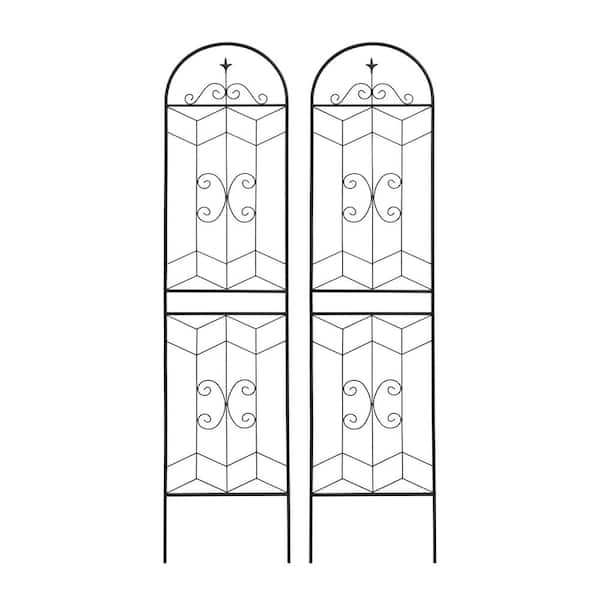 2-Piece Black Metal Garden Trellis 19.7 x 86.7 in. Rustproof Trellis for Climbing Plants Outdoor Rustproof Plant Support