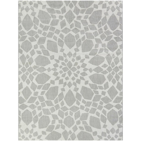 BALTA Chiarello Grey 7 ft. 10 in. x 10 ft. Geometric Indoor/Outdoor Area Rug