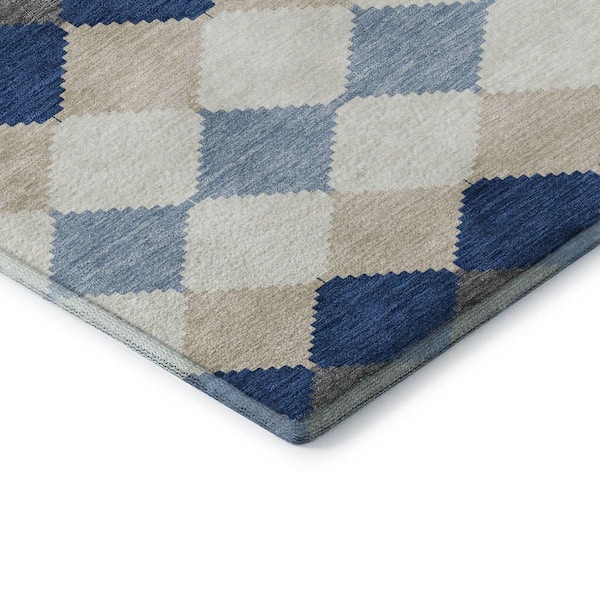 Mayfield Premium Machine Washable Abstract AMF1007 Navy 9 ft. x 12 ft. Area Rug