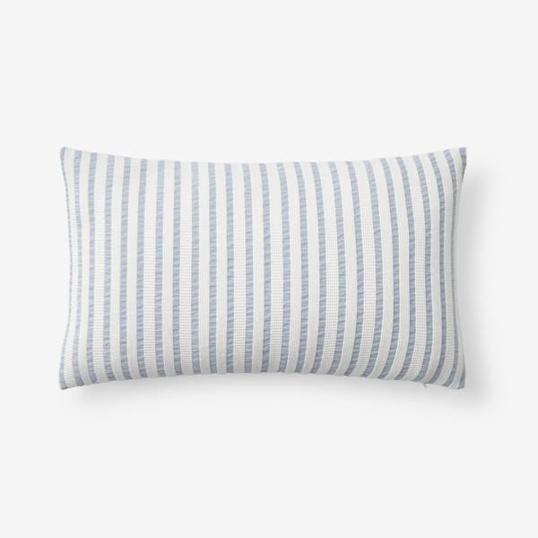 The Company Store Ruched Stripe Dusty Blue 12 in. x 21 in. Throw Pillow Cover