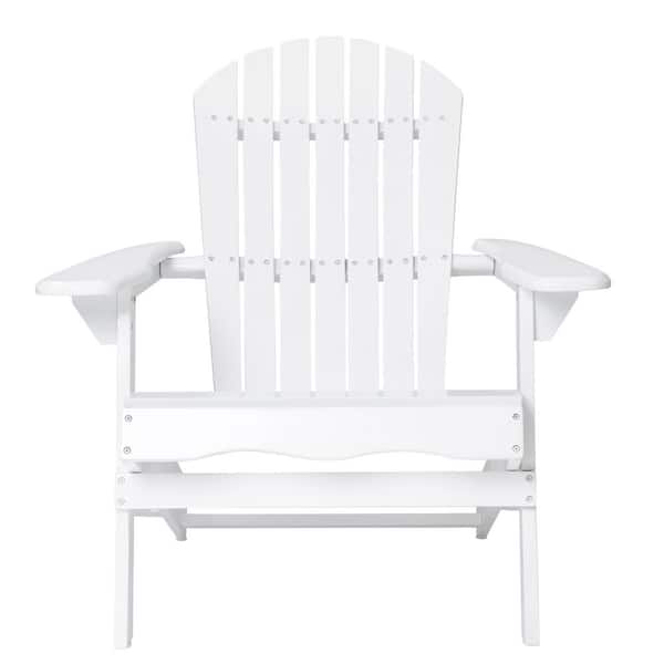White Wood Outdoor Adirondack Chair for Garden (1-Pack)