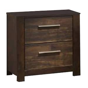 16 in. Brown 2-Drawer Wooden Nightstand