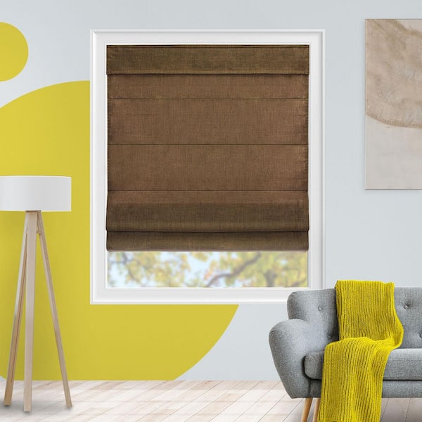 Burton Chocolate Light Filtering Cordless Polyester Roman Shades 47 in. W x 64 in. L