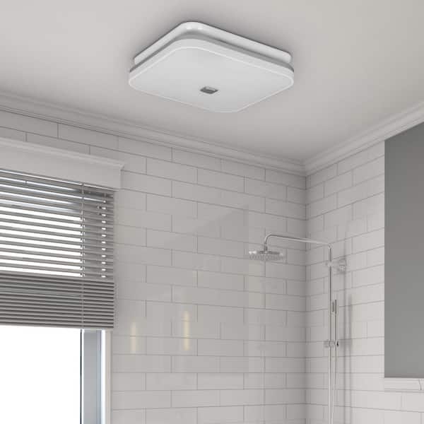 White 100 CFM Ceiling Mount Room Side Installation Bathroom Exhaust Fan with 3CCT Led Color Changing Light ENERGY STAR
