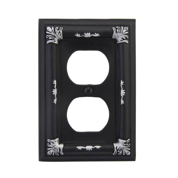 AMERELLE Black 1-Gang Duplex Outlet Wall Plate