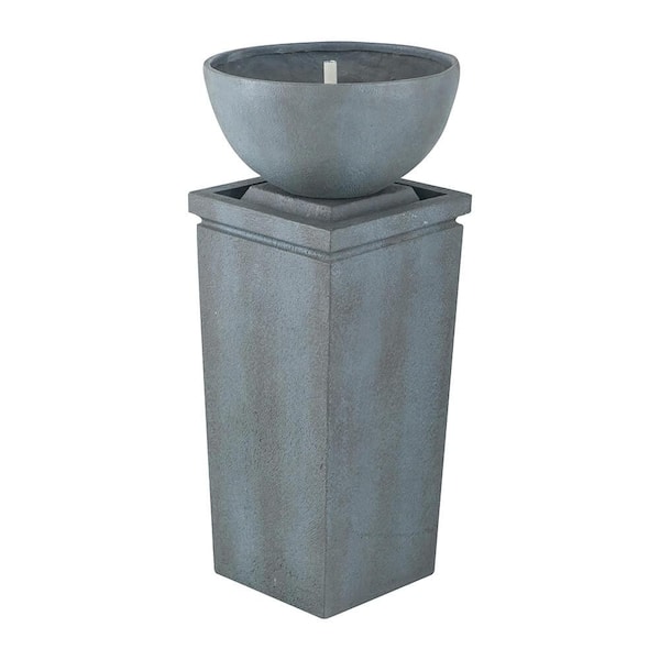 HOTEBIKE 35.5 in. Outdoor Zen Bowl Garden Gray Polyresin Cascading Waterfall Fountain for Garden Lawn Backyard Porch