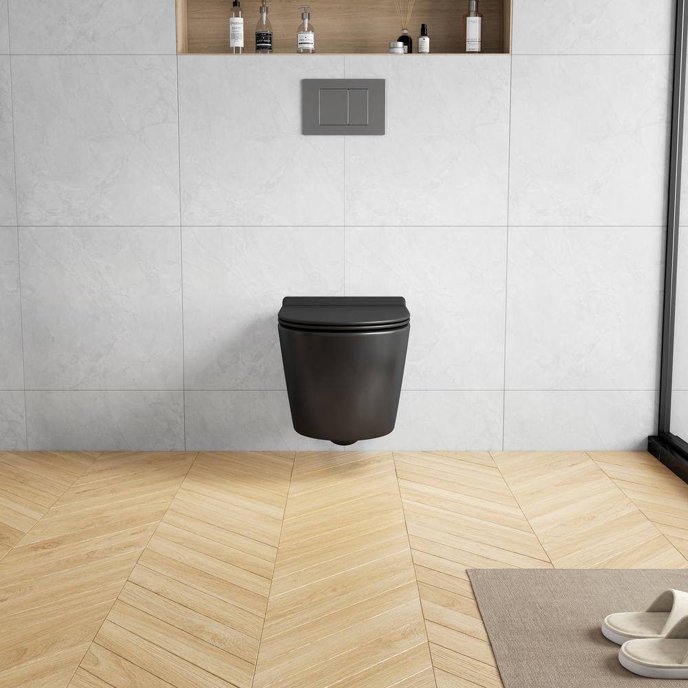 Hampton Matte Black Elongated Wall Mounted Dual Flush Toilet