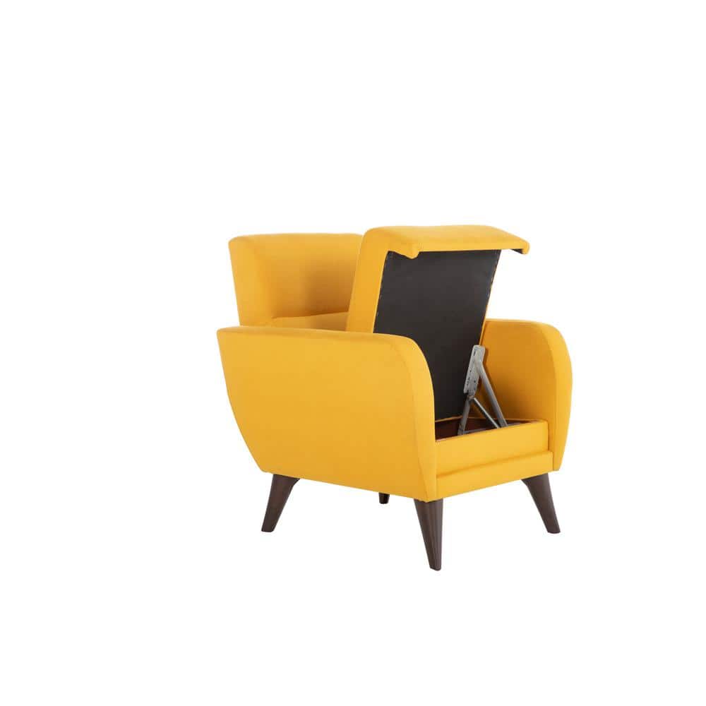 Lugano Yellow Metal Accent Chair with Under-Seat Storage