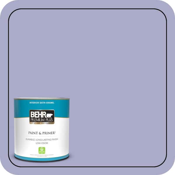 BEHR PREMIUM PLUS 1 qt. #M550-4 Wisteria Blue Satin Enamel Low Odor Interior Paint & Primer