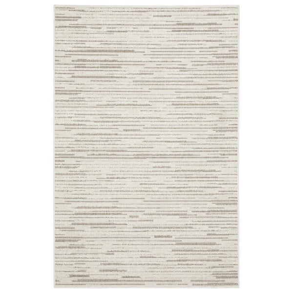 AVERLEY HOME Tudor Ivory 5 ft. x 8 ft. Abstract Stripe Polypropylene Mixed Pile Indoor Area Rug
