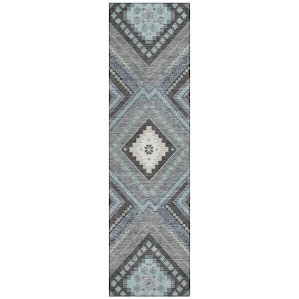 Addison Rugs Chantille Machine Washable Indoor/Outdoor Abstract ACN1010 Pewter 2 ft. 3 in. x 7 ft. 6 in. Area Rug