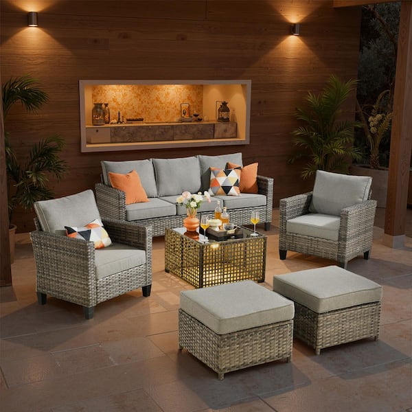 XIZZI Neon 6 Pieces Wicker Patio Conversation Seating Sofa Set