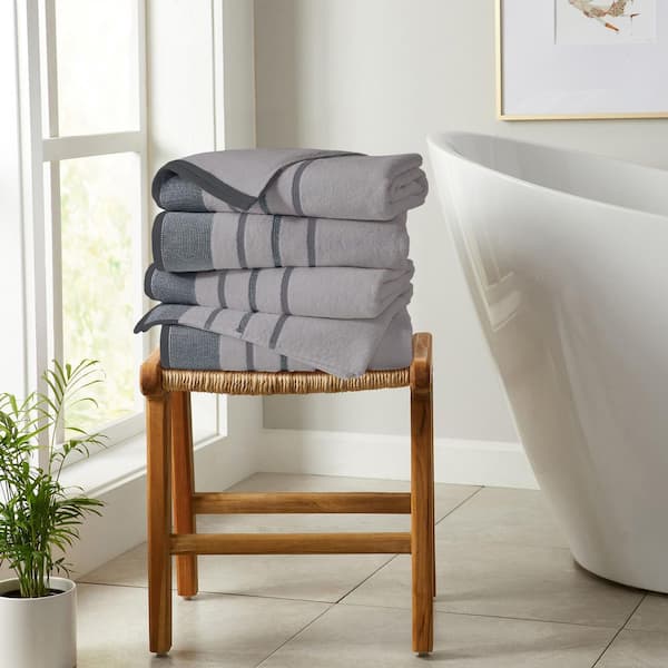Light Grey / Mid Grey / Dark Grey Premium Cotton 4 Pk Decorative Bath Towel Set