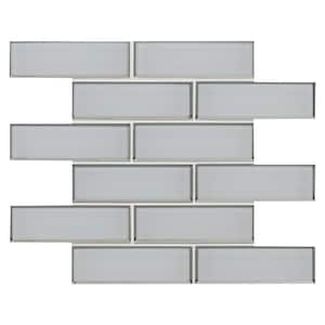 Ice Bevel Subway 11.73 in. x 11.73 in. Glossy Glass Blend Mesh-Mounted Mosaic Tile (9.6 sq. ft./Case)