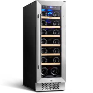 12 in. Single Zone Cellar Cooling Unit in Stainless Steel 20-Bottles Wine Cooler Refrigerator Built- in w/Safety Lock