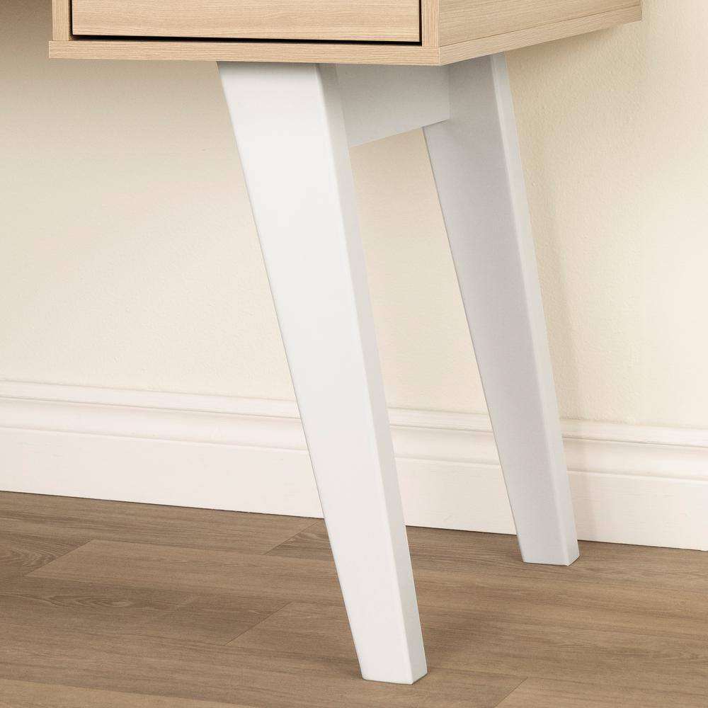 Soft Elm Scandinavian Computer Desk with Power Outlet and USB Ports
