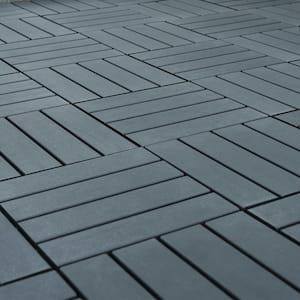 1 ft. x 1 ft. All-Weather Plastic Square Interlocking Patio Deck Tiles, Outdoor Striped Pattern Flooring Tile(44-Pack)