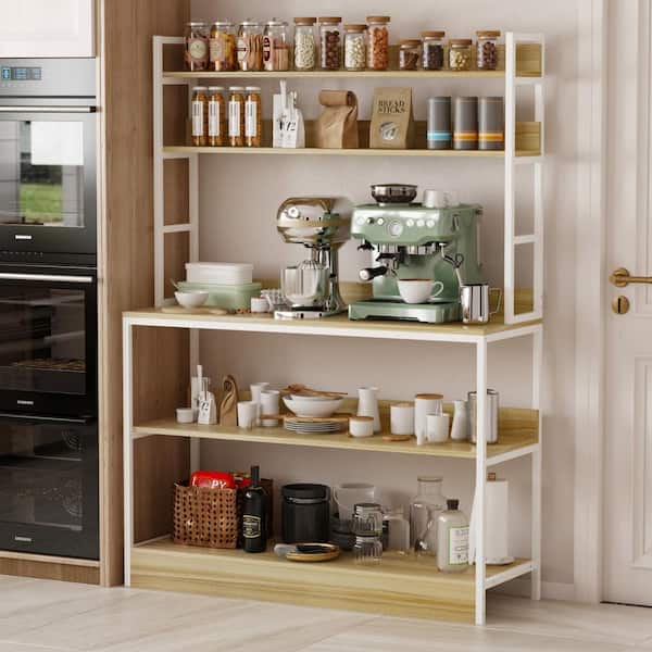 Kitchen Bakers Rack with Storage, 43 inch Microwave Stand 5-Tier