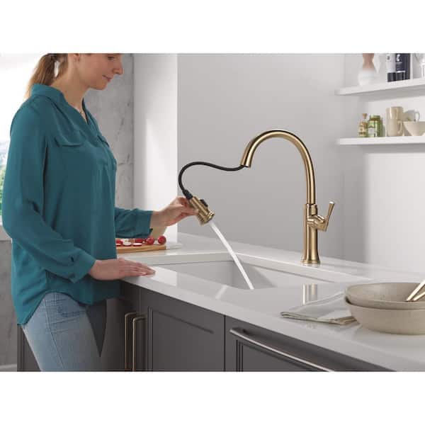 Eldridge Champagne Bronze Gold 16.81 in. H Pull Down Sprayer Kitchen Faucet with 360 Degree Spout Swivel