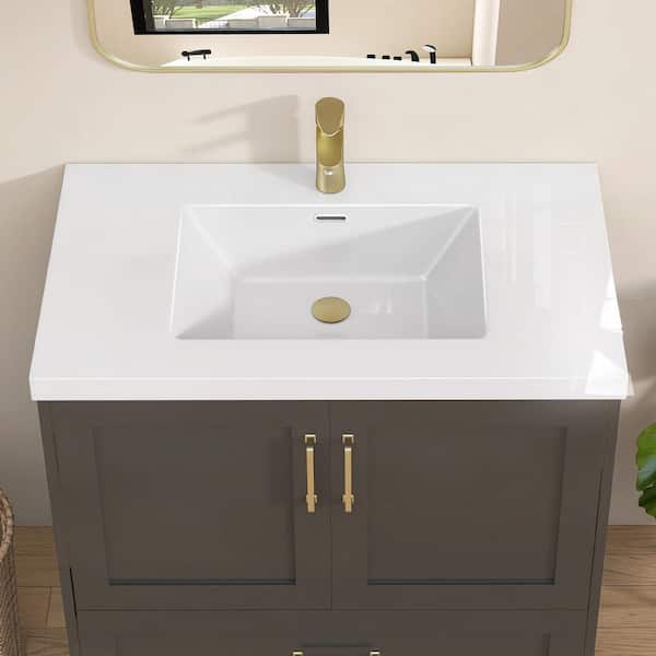 Zeafive 36 in. W x 22 in. D Solid Surface Vanity Top in Pure White