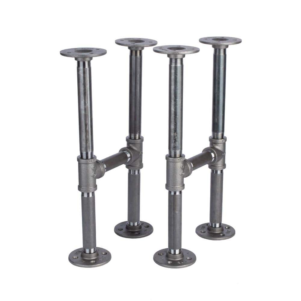PIPE DECOR 3/4 in. x 1.3 ft. Black Steel Pipe Industrial H Style