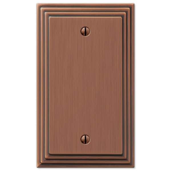 AMERELLE Tiered 1 Gang Blank Metal Wall Plate - Antique Copper