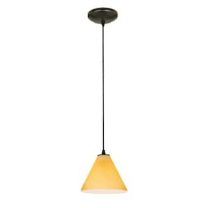 Martini 1-Light Oil Rubbed Bronze Shaded Pendant Light with Glass Shade