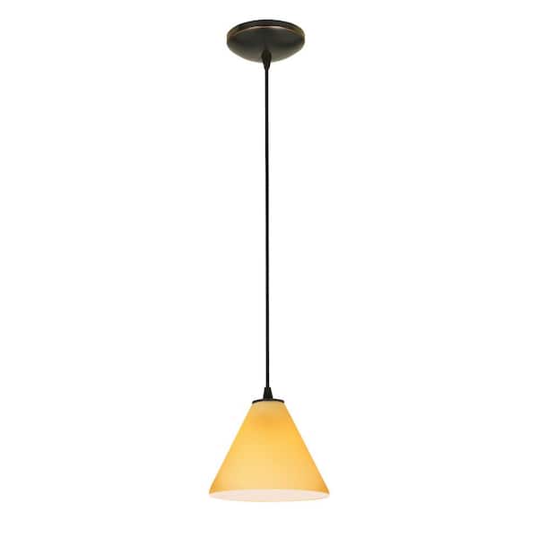 Access Lighting Martini 1-Light Oil Rubbed Bronze Shaded Pendant Light with Glass Shade