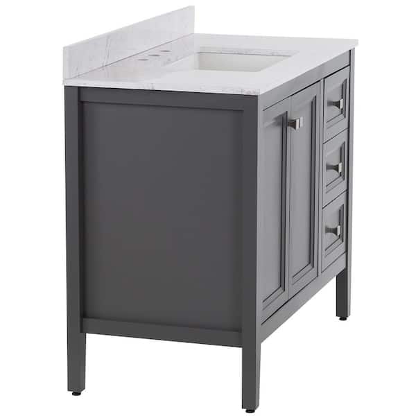 Darcy 43 in. Single Sink Shale Gray Bath Vanity with Lunar Cultured Marble Top (Assembled)