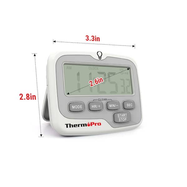 ThermoPro TM01W Kitchen Timer with Count Up and Countdown Timers for  Cooking, Classroom, Exercise with LCD Screen Touch Backlight in White