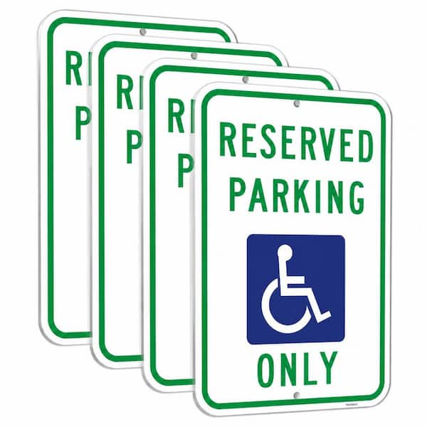 4 Pack 12x18 Inch Engineer Grade Reflective Aluminum Reserved Parking Only Sign for Outdoor Easy Mounting