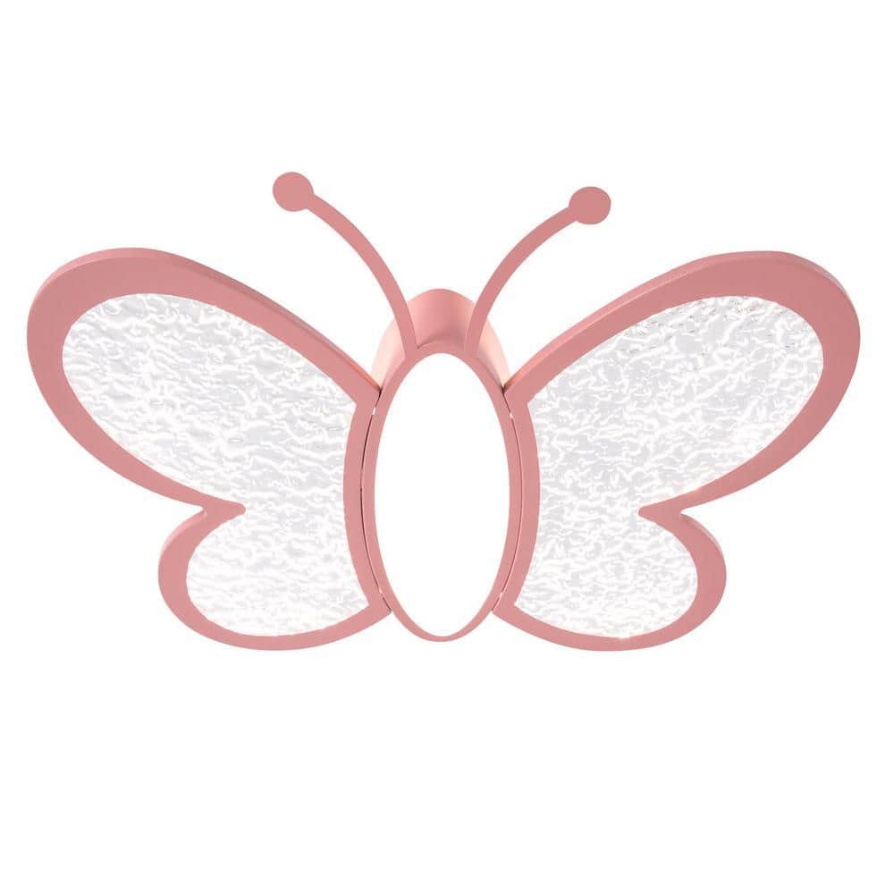 OUKANING ​ 19.68 in. Pink Creative Butterfly-Shaped Dimmable LED