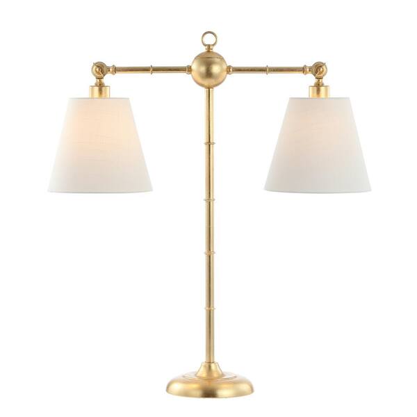 Two-Armed Library Desk Brass Lamp