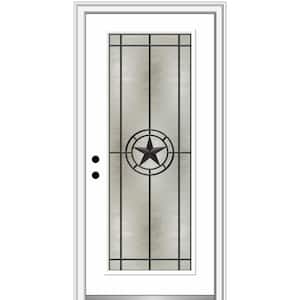 Elegant Star 36 in. x 80 in. Right-Hand Full Lite Decorative Glass Brilliant White Painted Fiberglass Prehung Front Door