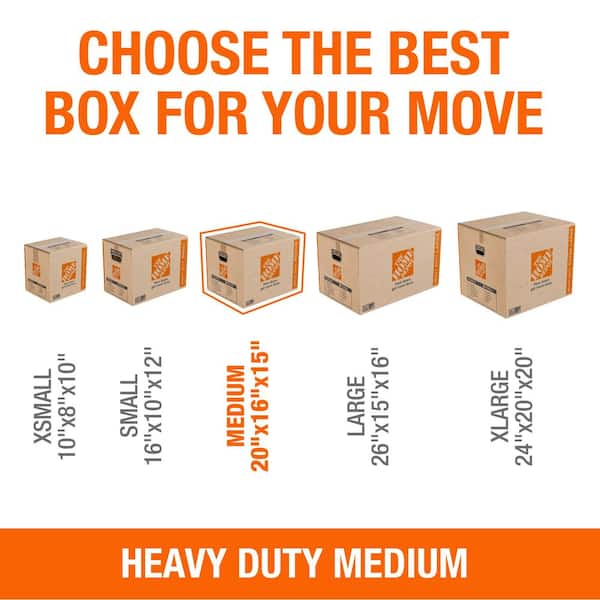 The Home Depot - 20 in. L x 16 in. W x 15 in. D Heavy-Duty Medium Moving Shipping and Packing Box with Handles