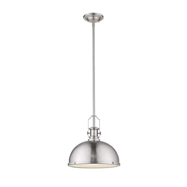 Unbranded 1-Light Brushed Nickel Pendant with Brushed Nckel Metal and Glass Shade