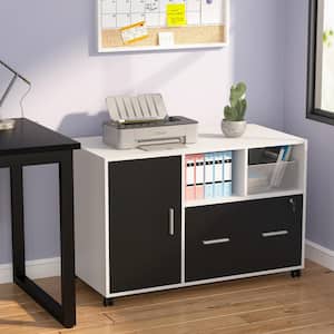 Catherine White Engineered Wood File Cabinet with Lock and Drawer