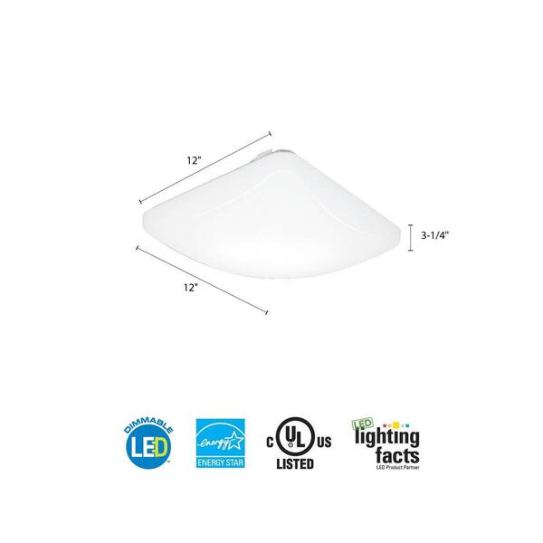 Square Low-Profile White Integrated LED Flush Mount Lithonia Lighting 14 in 