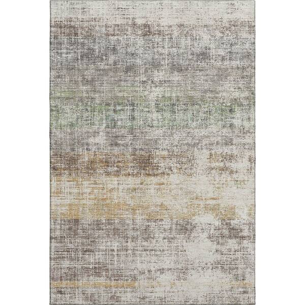 Mayfield Premium Machine Washable Abstract AMF2388 Putty 10 ft. x 14 ft. Area Rug
