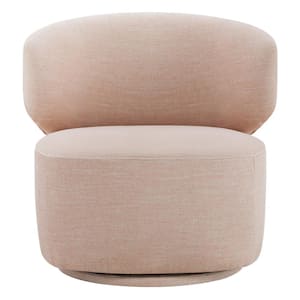 Benjamin Pink Fabric Modern Swivel Accent Chairs Upholstered Barrel Side Chair for Living Room or Bedroom