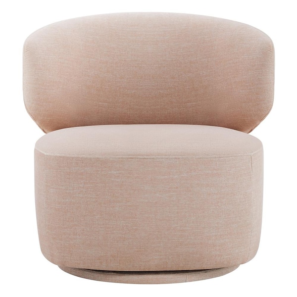 Spruce & Spring Benjamin Pink Fabric Modern Swivel Accent Chairs Upholstered Barrel Side Chair for Living Room or Bedroom