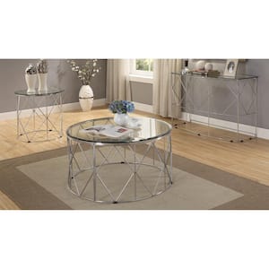 Sunnet 24 in. Chrome Round Glass Top End Table